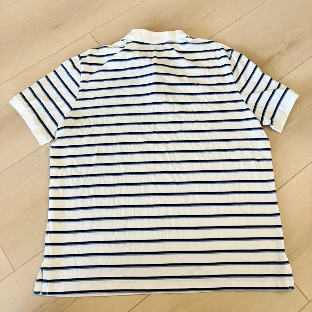 Polo Ralph Lauren Men’s Classic Fit Polo Shirt White Blue Striped Short Sl Large